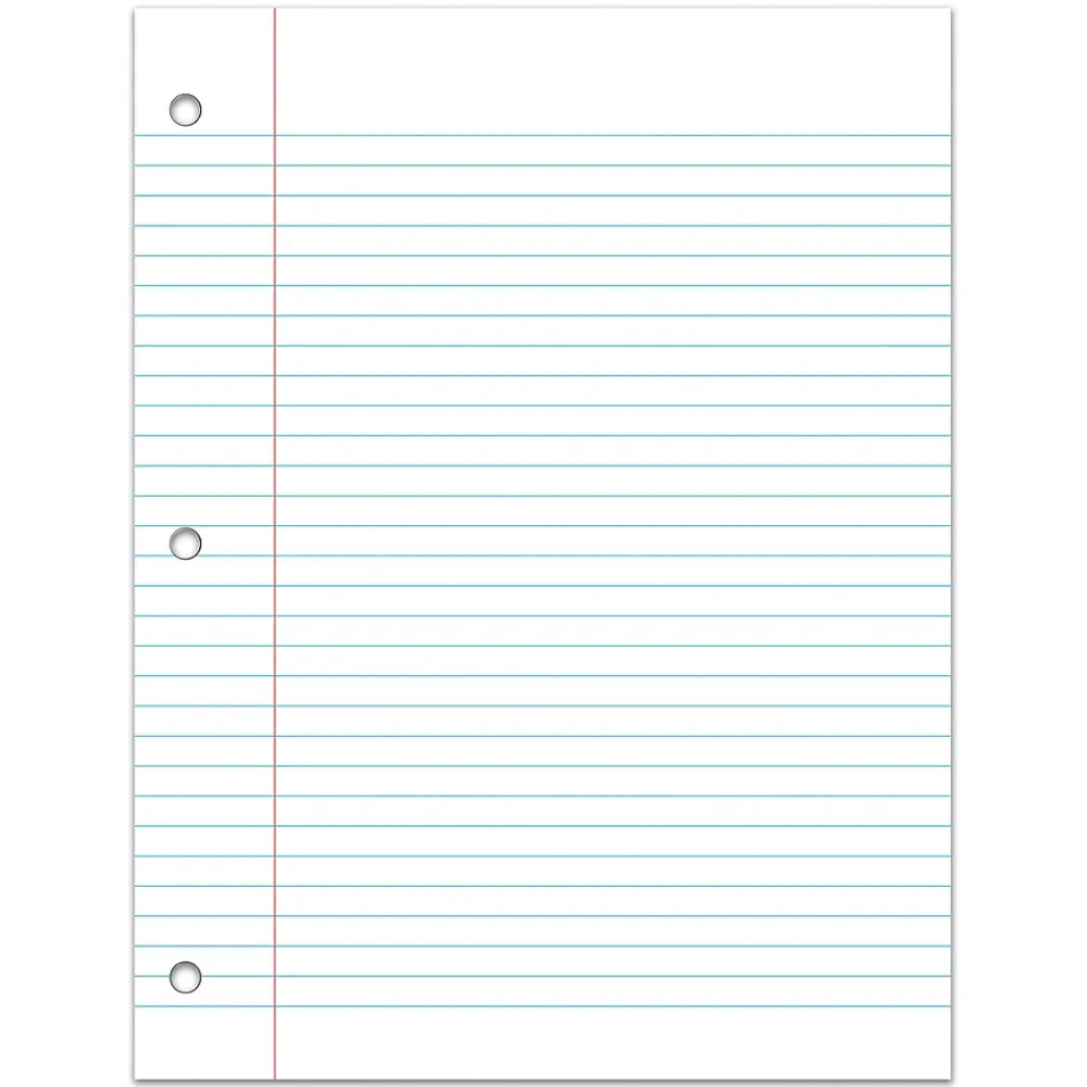 Filler Paper|C-Line College Ruled Filler Paper, 8" x 10.5", 3-Hole Punched, 100 Sheets/Pack, 12/Bundle (CLI22031-12)