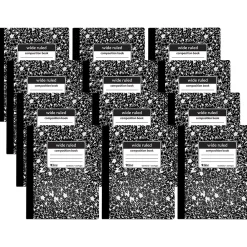Composition Notebooks|C-Line Composition Notebooks, 100 Sheets, Wide Ruled, Black Marble, 12/Pack (CLI22024-12)