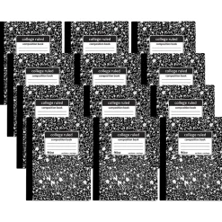 Composition Notebooks|C-Line Composition Notebooks, 100 Sheets, College Ruled, Black Marble, 12/Pack (CLI22022-12)