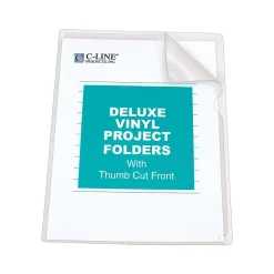 Pocket Folders|C-Line Deluxe Project Folders, Letter, Transparent, 50/Box (62138)