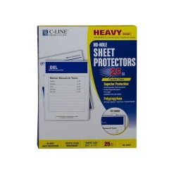 Sheet Protectors|C-Line Heavyweight No-Hole Sheet Protectors, 8-1/2" x 11", Clear, 25/Box (62907)