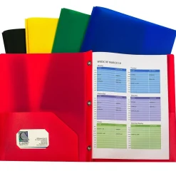 Pocket Folders|C-Line Heavyweight 2-Pocket Portfolio Folder with Fasteners, Assorted Colors, 10/Pack, 2 Packs/Bundle (CLI32960-2)