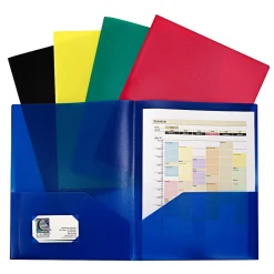 Pocket Folders|C-Line ® Heavyweight, 2-Pocket Portfolio, Assorted Colors, 10 Per Pack, 2 Packs (CLI32950-2)