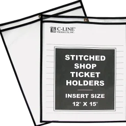 Sheet Protectors|C-Line Job Ticket Holder, Heavyweight, 12" x 15", Clear with Black Edges, 25/Box (46125)