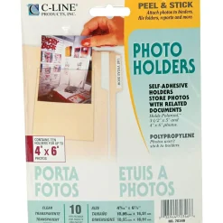 Sheet Protectors|C-Line Peel & Stick Photo Holders for 3" x 5" & 4" x 6" Photos, Clear, 10/Pack (CLI70346)