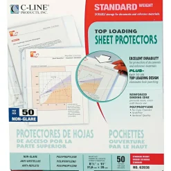 Sheet Protectors|C-Line Standard Weight Sheet Protectors, 8-1/2" x 11", Clear, 50/Box (62038)