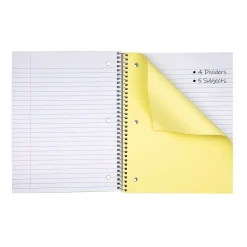 Subject Notebooks|C-Line 5-Subject Subject Notebooks, Wide Ruled, 180 Sheets, Assorted Colors, 3/Bundle (CLI22051-3)