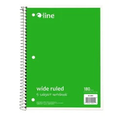 Subject Notebooks|C-Line 5-Subject Subject Notebooks, Wide Ruled, 180 Sheets, Assorted Colors, 3/Bundle (CLI22051-3)