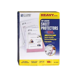 Sheet Protectors|C-Line Top-Load Heavyweight Sheet Protectors, 8-1/2" x 11", Clear, 100/Box (62023)
