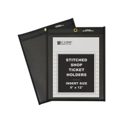 Sheet Protectors|C-Line Vinyl Job Ticket Holders, 9" x 12", Clear with Black Back, 25/Box (45912)