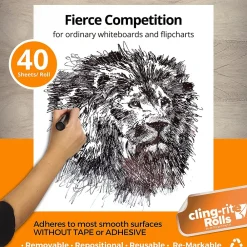 Dry Erase*All Things Cling Cling-rite Removable Dry Erase Sheets Roll, 100' Roll, White (CGS1003CLINGRITE)