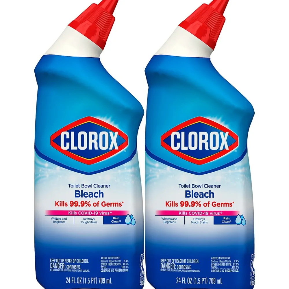 Disinfecting Toilet Bowl Cleaner with Bleach, Rain Clean Scent, 24 Oz., 2/Pack (00273)<Clorox Best