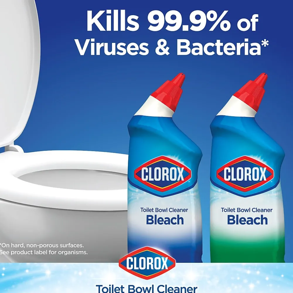 Disinfecting Toilet Bowl Cleaner with Bleach, Rain Clean Scent, 24 Oz., 2/Pack (00273)<Clorox Best