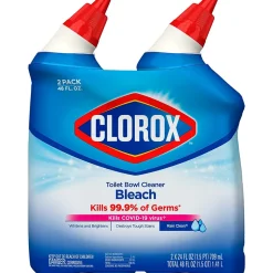 Disinfecting Toilet Bowl Cleaner with Bleach, Rain Clean Scent, 24 Oz., 2/Pack, 6 Packs/Carton (30924)<Clorox Best