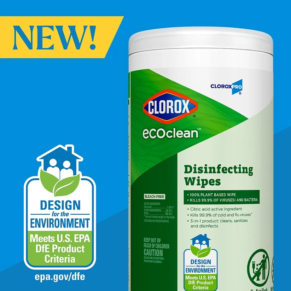 EcoClean Disinfecting Wipes, 75 Wipes/Container (60605)<Clorox Hot