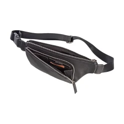 Black Genuine Leather Belt Bag, Small (CL110WB02-Blk)<Club Rochelier Clearance