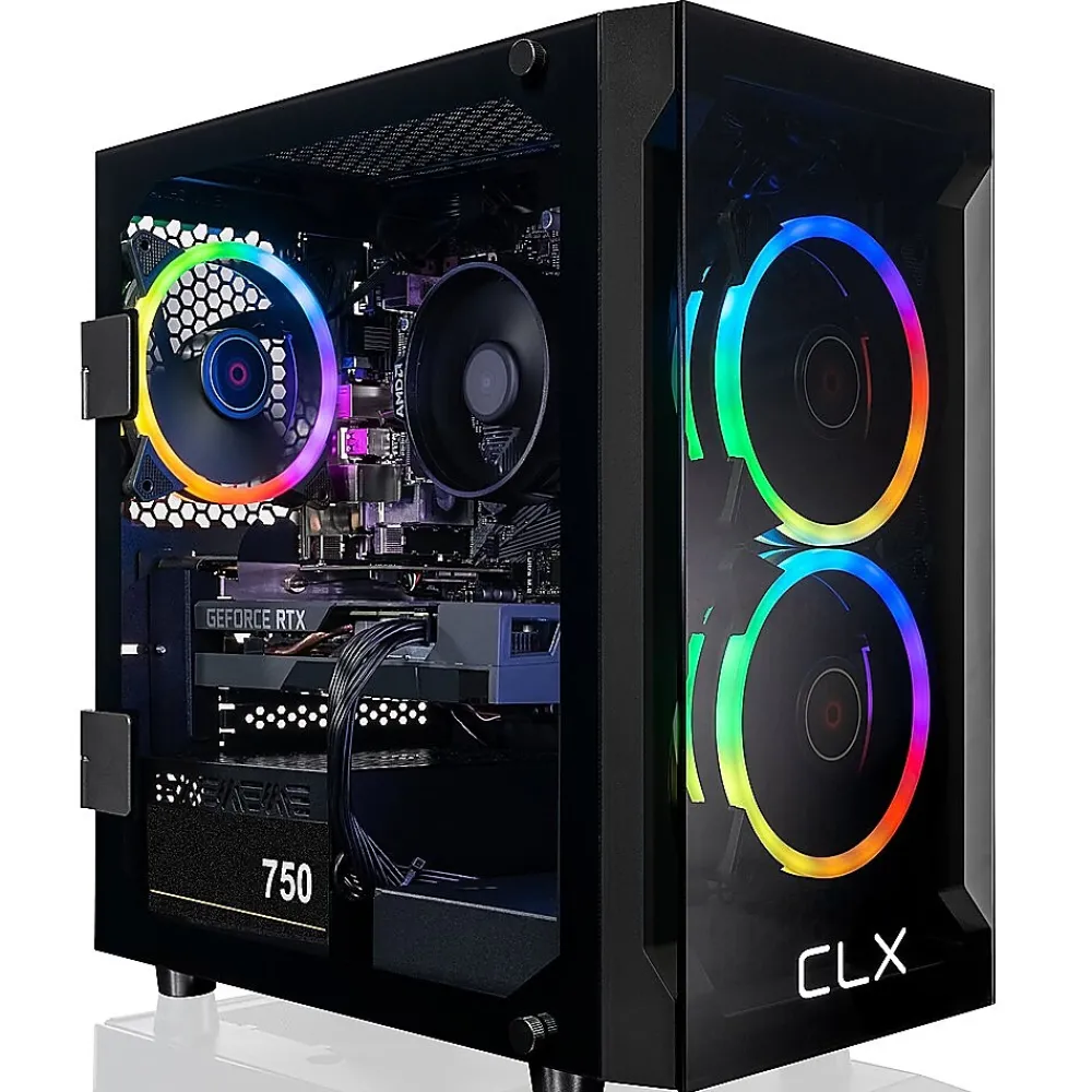 CLX SET TGMSETRTA3502BM Gaming Desktop Computer, AMD Ryzen 7 5700X, 16GB Memory, 1TGB SSD, 2TB HDD