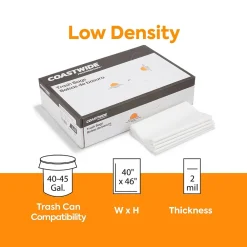 ™ 40-45 Gallon Trash Bag, 40" x 46", Low Density, 2 mil, Clear, 100 Bags/Box (CW57394)<Coastwide Professional Outlet