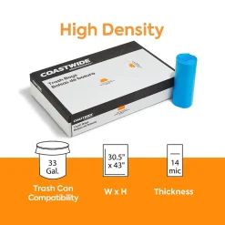 ™ 33 Gallon Recycling Bags, High Density, 14 Mic., Blue, 250 Bags/Box (CW25529)<Coastwide Professional Outlet
