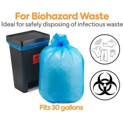 ™ 30 Gallon Biohazard Bags, Low Density, 1.3 Mil, Blue, 200 Bags/Box (CW57396)<Coastwide Professional Outlet