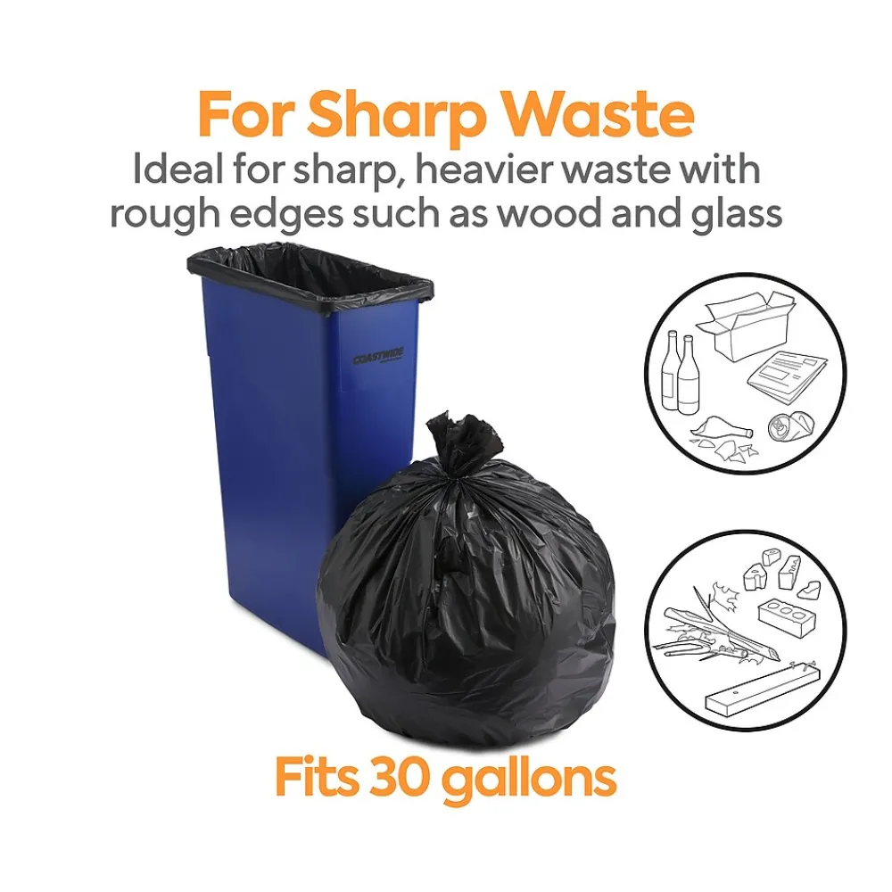 ™ 20-30 Gallon Trash Bag, 30" x 36", Low Density, 1.35 mil, Black, 150 Bags/Box (CW21761)<Coastwide Professional New