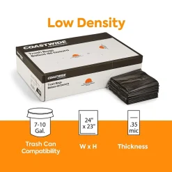 ™ 7-10 Gallon Trash Bag, 24" x 23", Low Density, 0.35 mil, Black, 500 Bags/Box (CW21759)<Coastwide Professional Hot