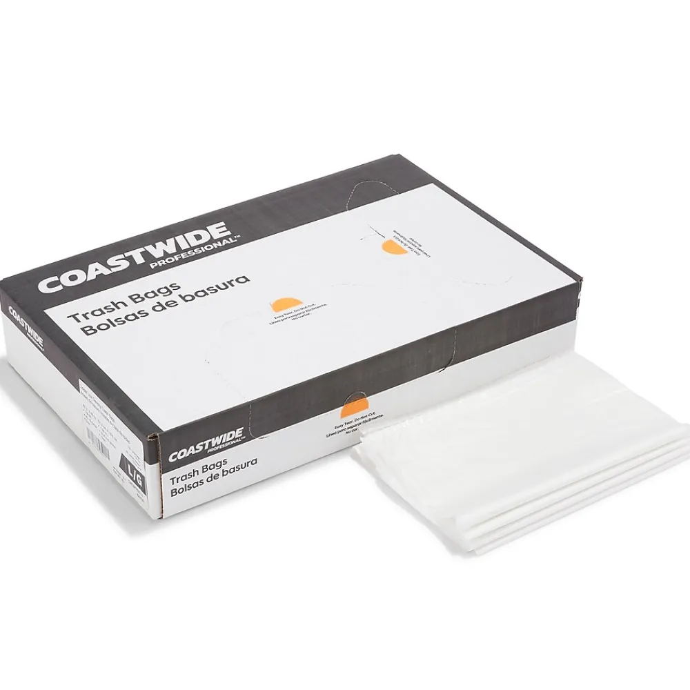 ™ 40-45 Gallon Trash Bag, 40" x 46", Low Density, 1.5 mil, Clear, 100 Bags/Box (CW50714)<Coastwide Professional Sale