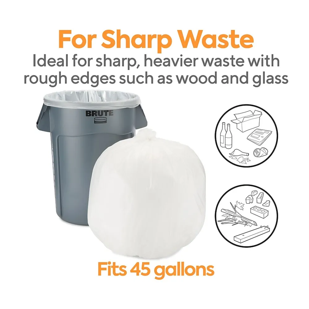 ™ 40-45 Gallon Trash Bag, 40" x 46", Low Density, 1.5 mil, Clear, 100 Bags/Box (CW50714)<Coastwide Professional Sale