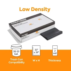 ™ 30-33 Gallon Trash Bag, 33" x 39", Low Density, 2 mil, Black, 100 Bags/Box (CW57403)<Coastwide Professional Online