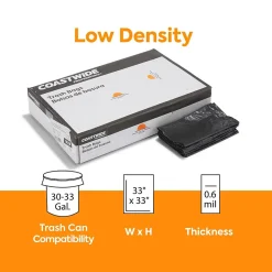 ™ 30-33 Gallon Trash Bag, 33" x 39", Low Density, 0.6 mil, Black, 250 Bags/Box (CW17966)<Coastwide Professional Best