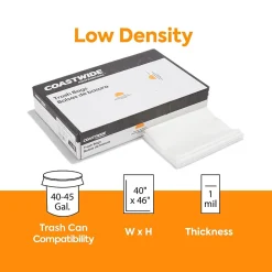 ™ 40-45 Gallon Trash Bag, 40" x 46", Low Density, 1 mil, Clear, 100 Bags/Box (CW17967)<Coastwide Professional New