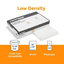 ™ 55-60 Gallon Trash Bag, 38" x 58", Low Density, 0.74 mil, White, 100 Bags/Box (CW18187)<Coastwide Professional Online