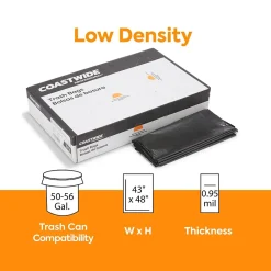 ™ 50-56 Gallon Trash Bag, 43" x 48", Low Density, 0.95 mil, Black, 100 Bags/Box (CW18194)<Coastwide Professional Best