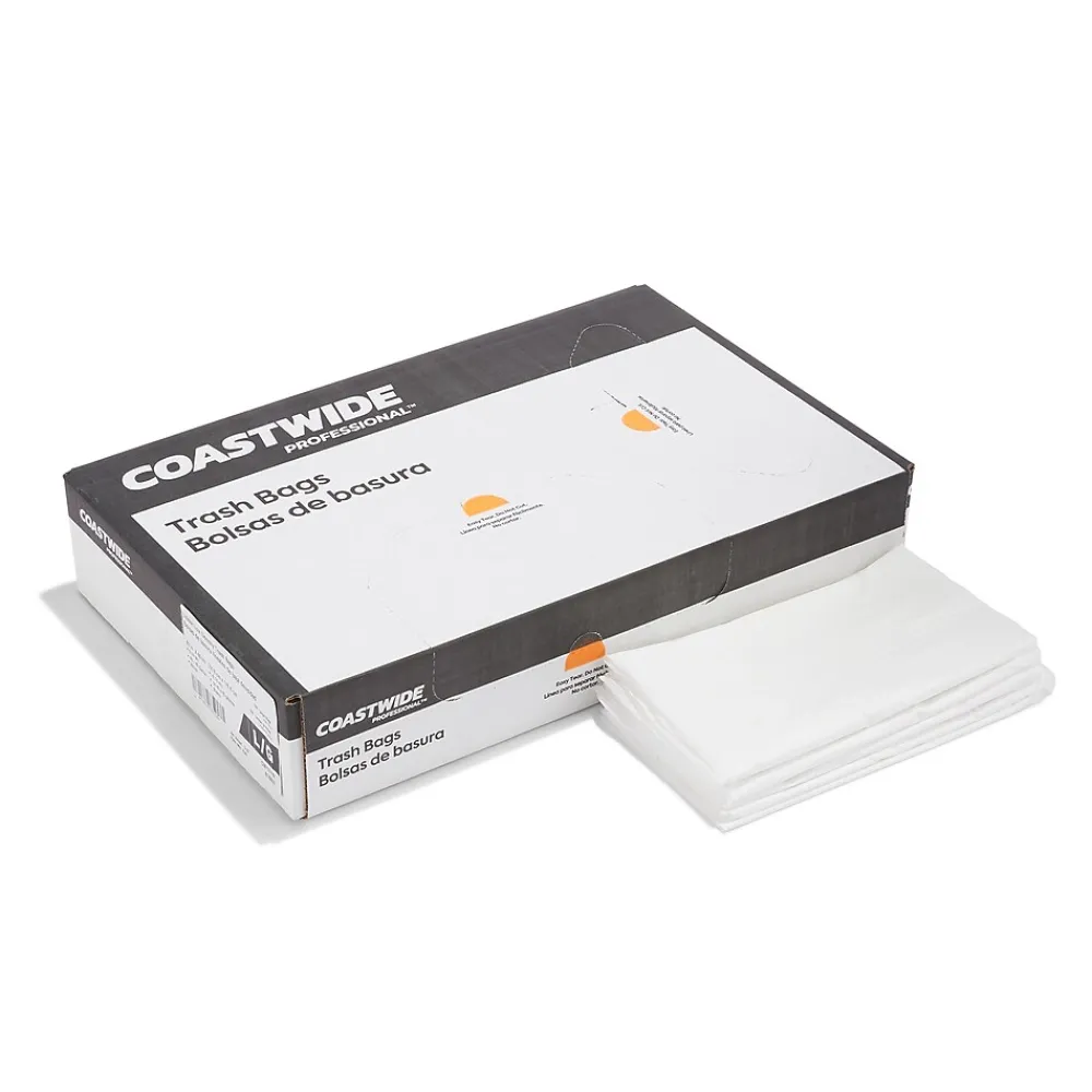 ™ 40-45 Gallon Trash Bag, 40" x 46", Low Density, 0.74 mil, White, 100 Bags/Box (CW18192)<Coastwide Professional