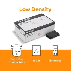 ™ 12-16 Gallon Trash Bag, 24" x 32", Low Density, 0.35 mil, Black, 1000 Bags/Box (CW19245)<Coastwide Professional