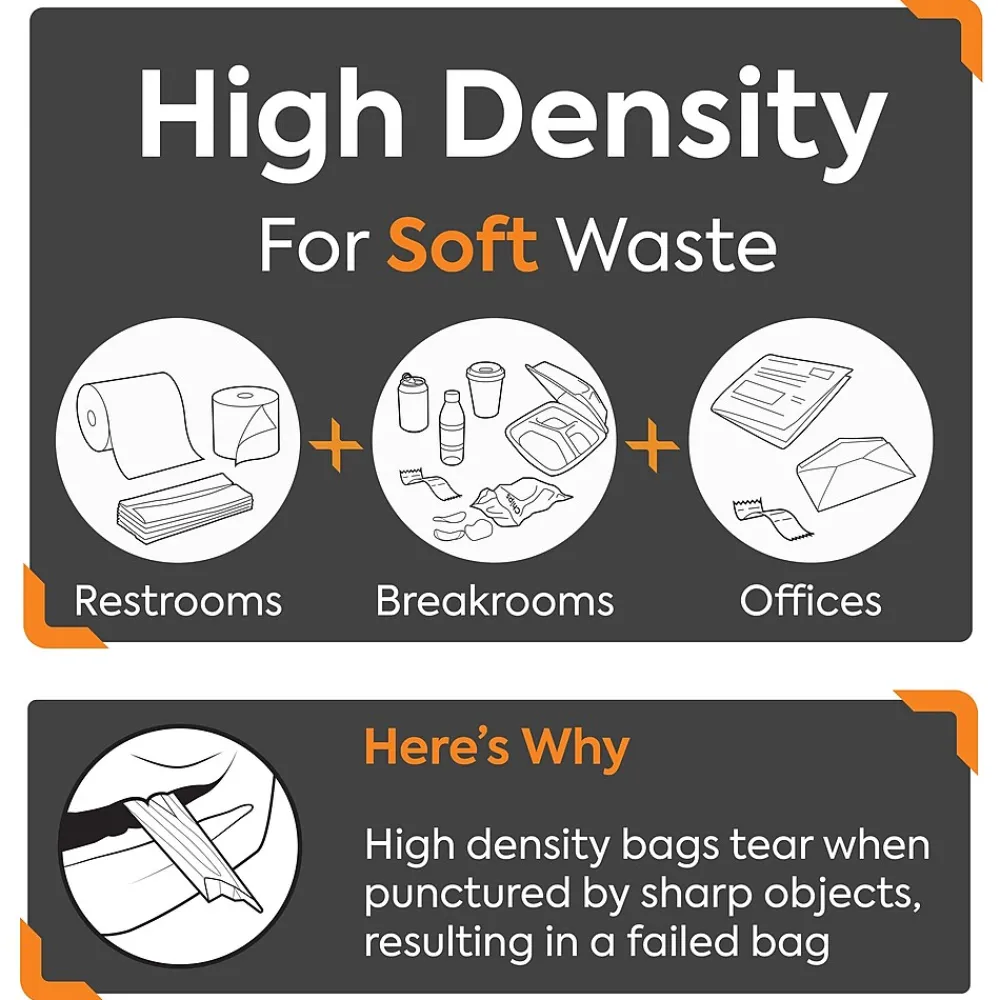 ™ 40-45 Gallon Trash Bag, 40" x 48", High Density, 22 mic, Natural, 150 Bags/Box (CW19248)<Coastwide Professional New