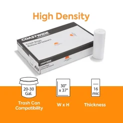 ™ 20-30 Gallon Trash Bag, 30" x 37", High Density, 16 mic, Natural, 250 Bags/Box (CW19246)<Coastwide Professional