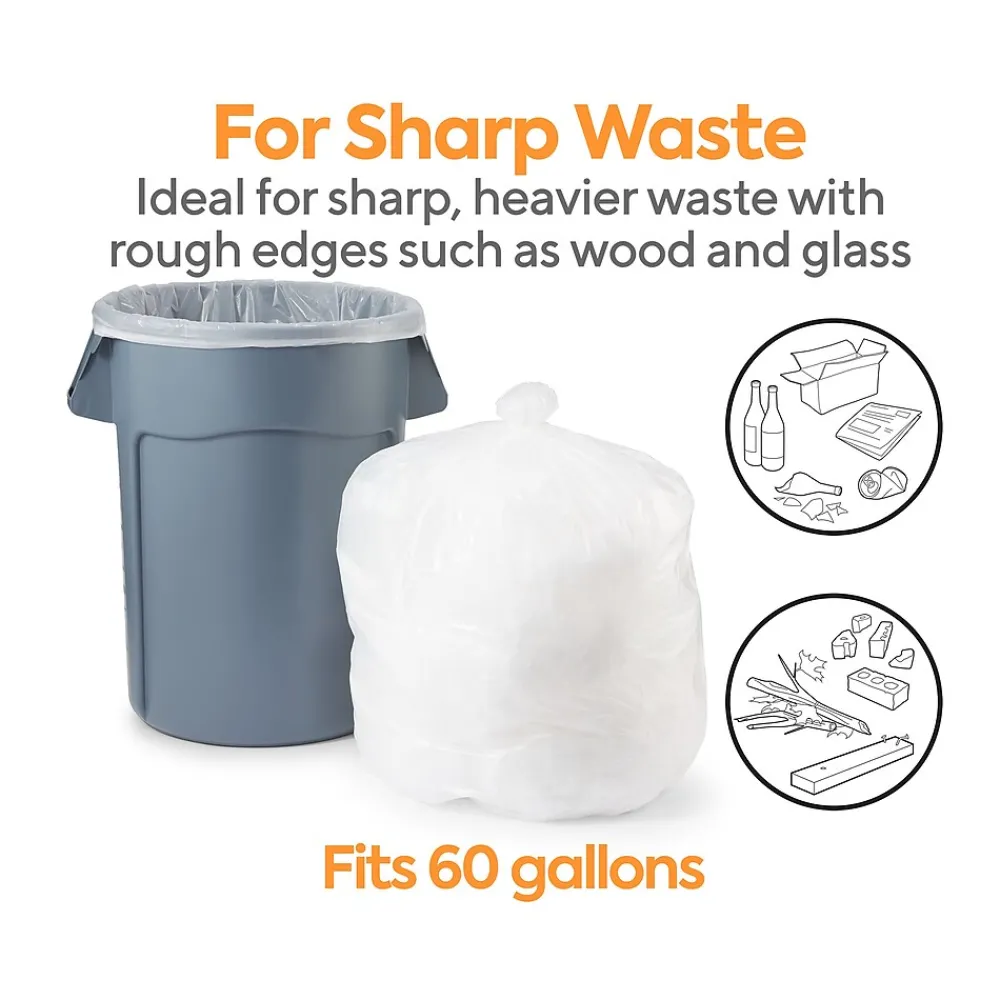 ™ 55-60 Gallon Trash Bag, 38" x 58", Low Density, 1.3 mil, Clear, 100 Bags/Box (CW25528)<Coastwide Professional