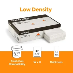 ™ 20-30 Gallon Trash Bag, 30" x 36", Low Density, 0.9 mil, White, 200 Bags/Box (CW50710)<Coastwide Professional Best