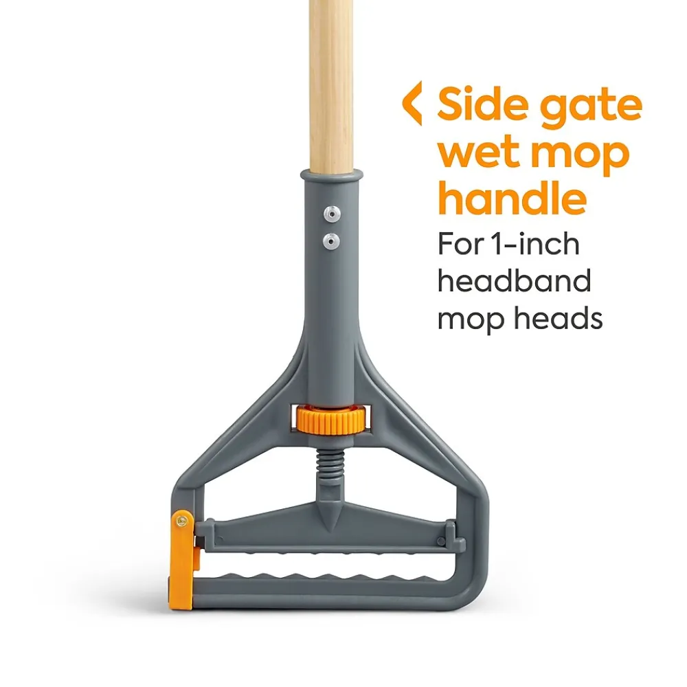 ™ 60" Side Gate Wood Wet Mop Handle, Plastic Head (CW61061-CC)<Coastwide Professional Discount