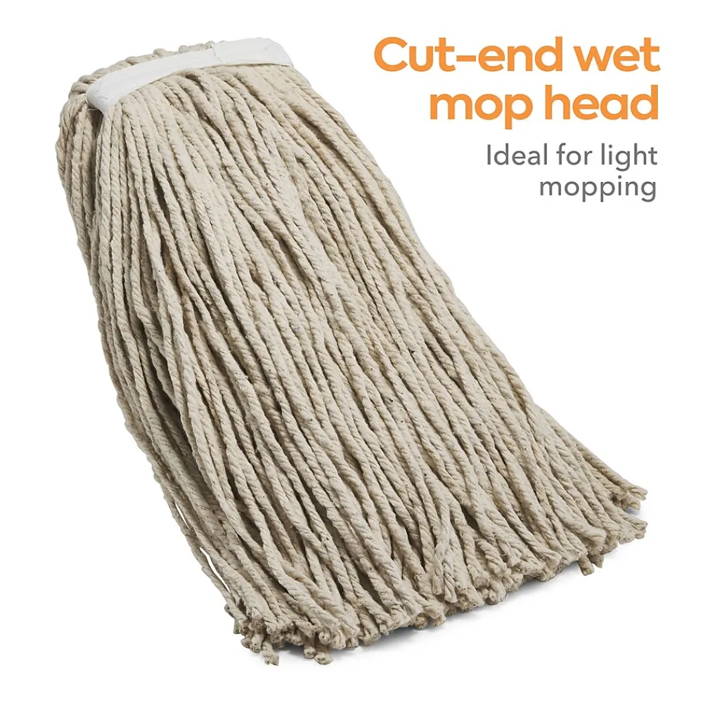 ™ Cut-End Wet Mop Head, #32, Cotton, 1" Headband, White (CW57745)<Coastwide Professional Outlet
