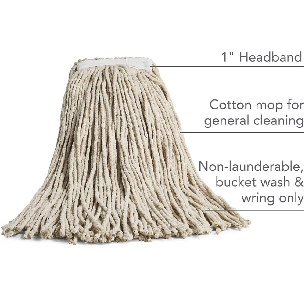 ™ Cut-End Wet Mop Head, #32, Cotton, 1" Headband, White (CW57745)<Coastwide Professional Outlet