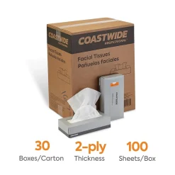 ™ Facial Tissue, 2-Ply, 100 Sheets/Box, 30 Boxes/Carton (CW57777)<Coastwide Professional New