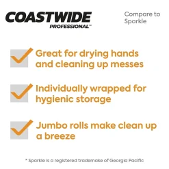 Coastwide Professional Jumbo Kitchen Rolls Paper Towel, 2-Ply, White, 250 Sheets/Roll, 12 Rolls/Carton (CW21806)