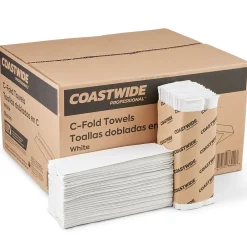 Coastwide Professional ™ Recycled C-Fold Paper Towels, 1-Ply, 150 Sheets/Pack, 2400 Sheets/Carton (CW25383)