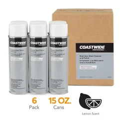 ™ Stainless Steel Cleaner and Polish, Lemon Scent, 15 Oz., 6/Carton (CW58497-A)<Coastwide Professional New