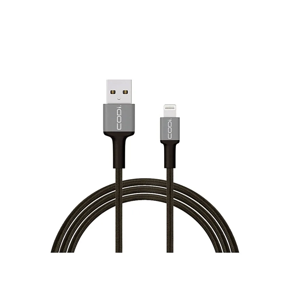 6' USB-A to Lightning Braided Nylon Charge & Sync Cable, Black (A01070)<CODi Discount