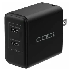PowerLine+ 45W Dual USB-C Universal Wall Charger, Black (WC045-2C)<CODi