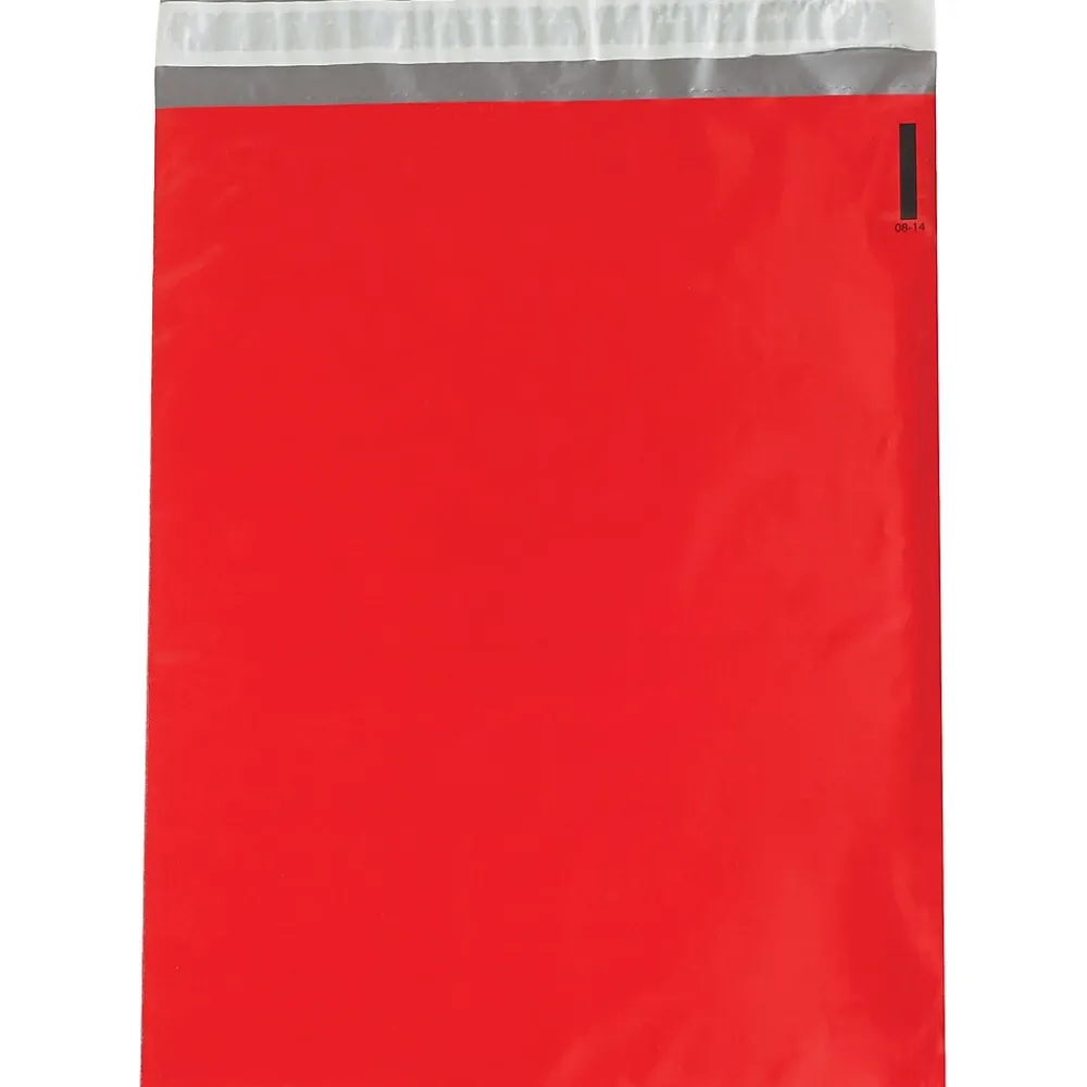 Clearance Partners Brand Colored Poly Mailers, Red, 12" x 15-1/2", 100/Case