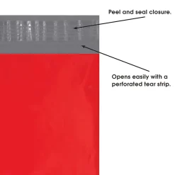 Clearance Partners Brand Colored Poly Mailers, Red, 12" x 15-1/2", 100/Case